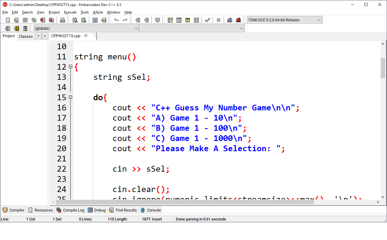 Embarcadero Dev-C++ Screenshot